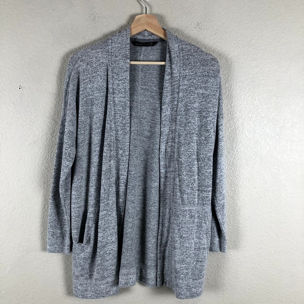 Abercrombie & Fitch Cardigan Sweater Womens Size X Small Gray Open Front Stretch